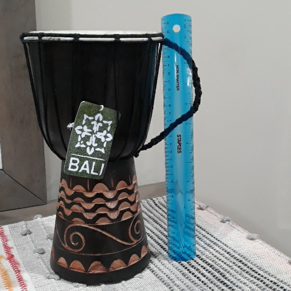 Hand carved artisan decorative drum